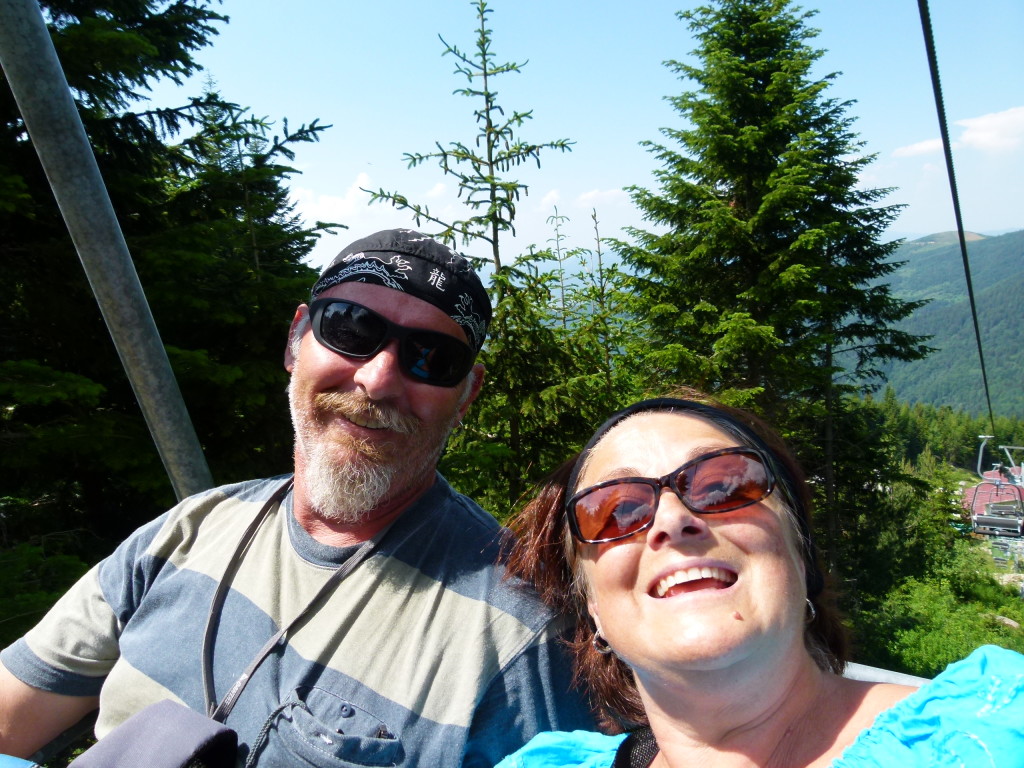 Selfie photo on the chairlift to the Rila Lakes.