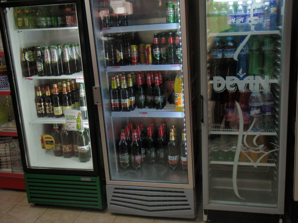 They sell beer in 2 litre bottles. Unfortunately our fridge is too small.