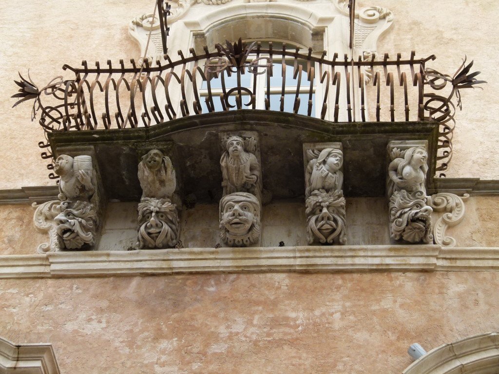 Along the bottom of many of the balconies in Ragusa they had some interesting statues. The lady on the right is a bit risque.