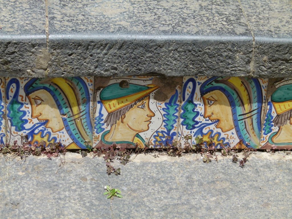 This is an example of the tiles that were on each step. These were in good condition as most of the others were in bad shape.