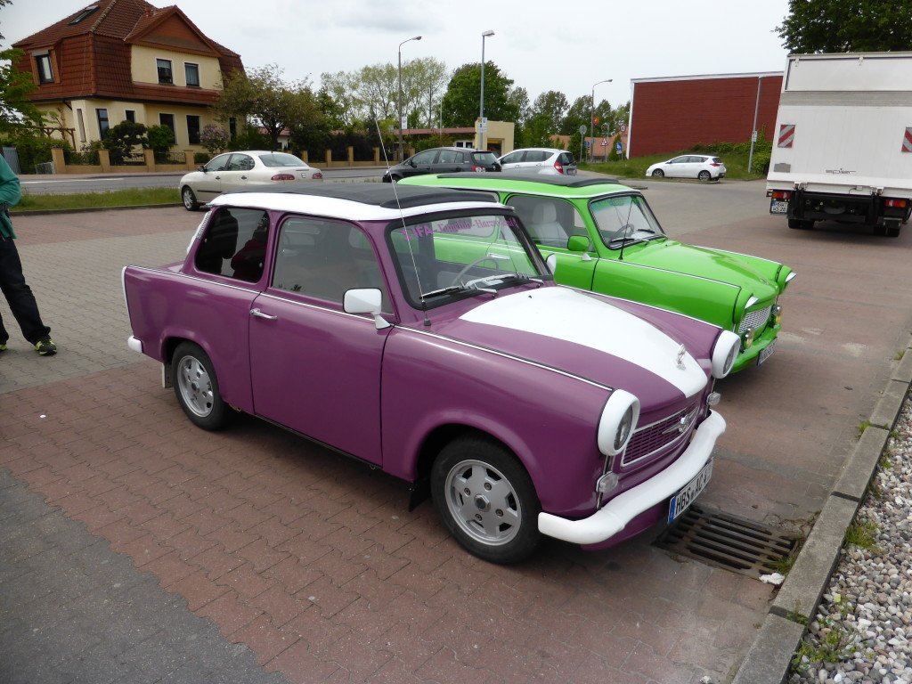 A couple of old Trabant's that have been restored. They may not have got around to restoring the engine as they sounded awful when they stared and drove off.