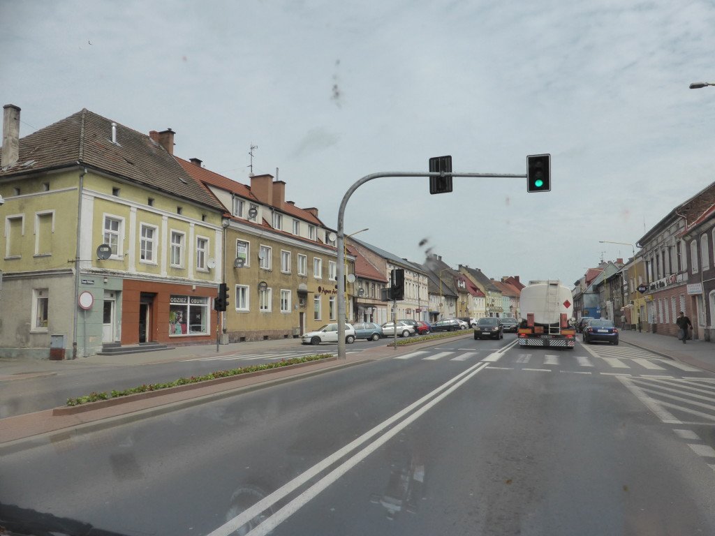 Driving through Poland, one of the towns we went through. The roads are not really very busy and the driving is easy. Some of the roads are a bit bumpy.