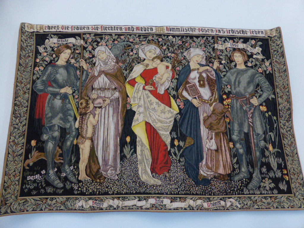 Tapestry on the wall.