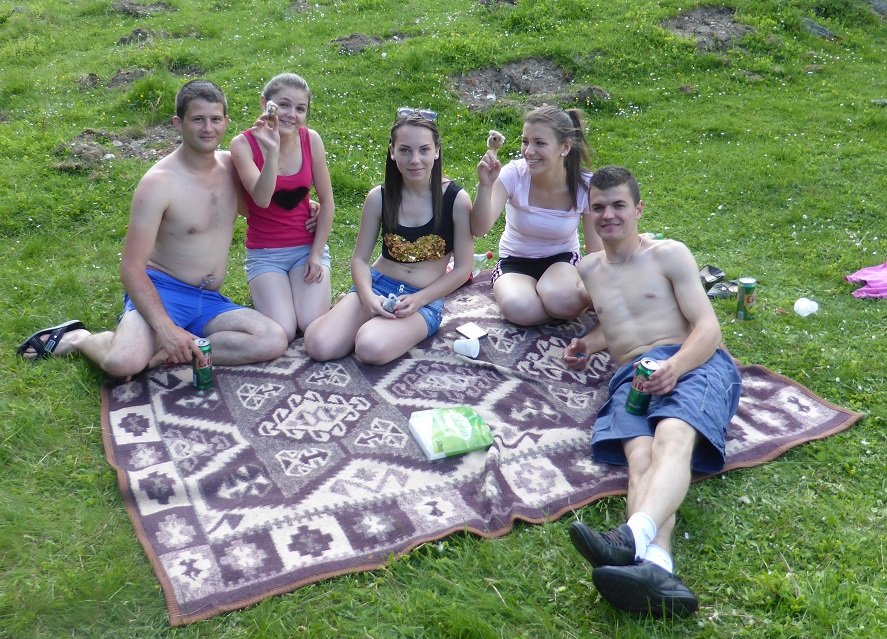 At a picnic spot in Romania these young people invited us over for drinks and then cooked us dinner. The lads were 24 and the girls 19. Very friendly and hospitable.