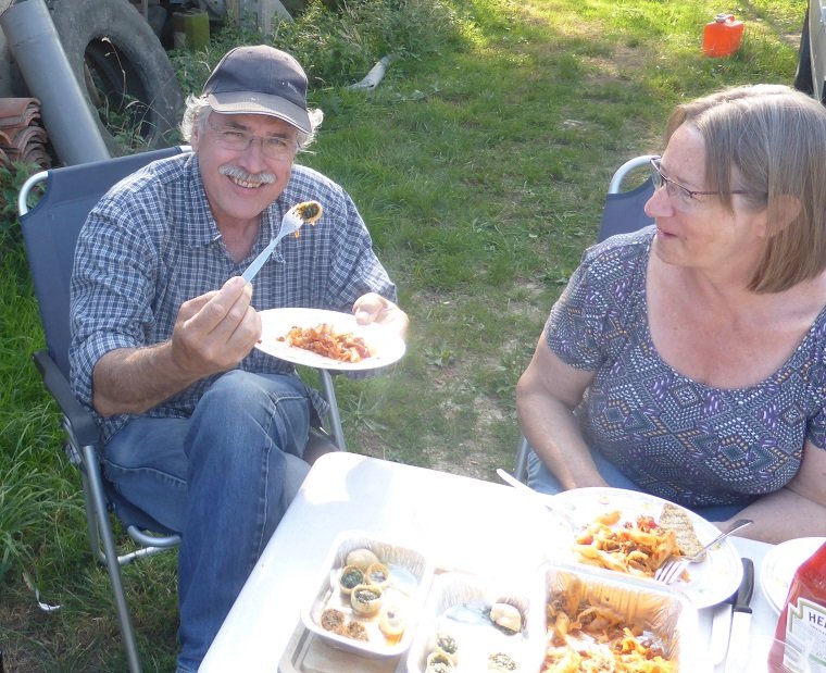 Derek and Jet are Dutch and we stent the afternoon and evening with them on a snail farm. Guess what was on the menu? Snails of course and they were delicious with some wine and good company. France Passion site.