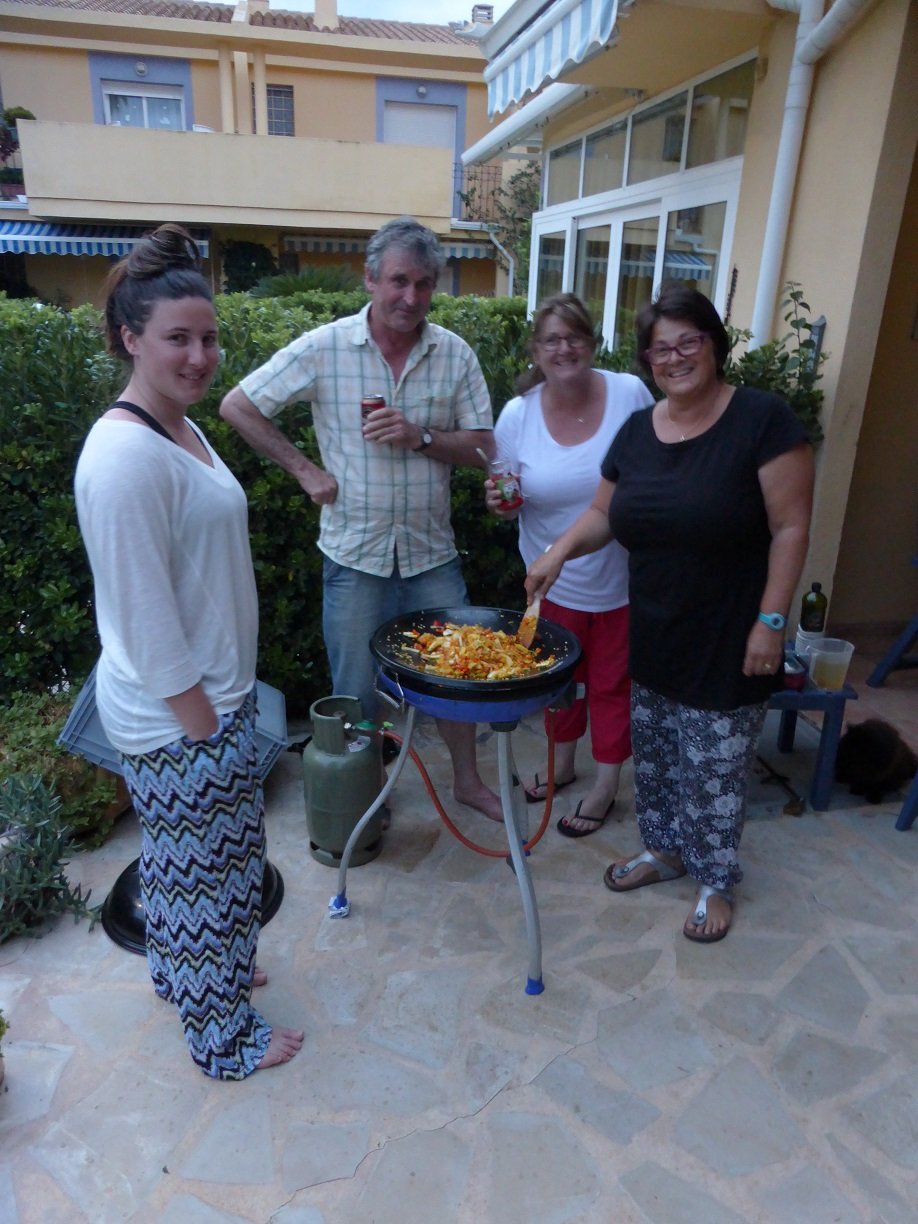 Debbie, Greg and Talia cooking paella with Jenny in Denia. We spent two weeks together first in Denia and then onto Barcelona. It was good to share our travels with family.
