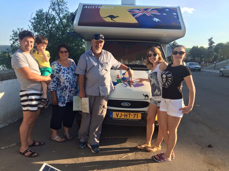 We are parked in front of the Fortress in Socorro in Moldova. This family was interested in our travels. Not many motorhomes visit Moldova. I gave the young lad a Kangaroo. An hour later they returned with a very nice bottle of Moldavian wine. An unexpected surprise.