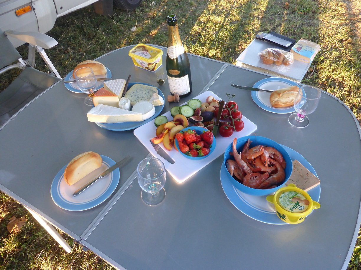 We don't have champagne every night. After shopping at the supermarket we thought we would indulge in some delicacies.