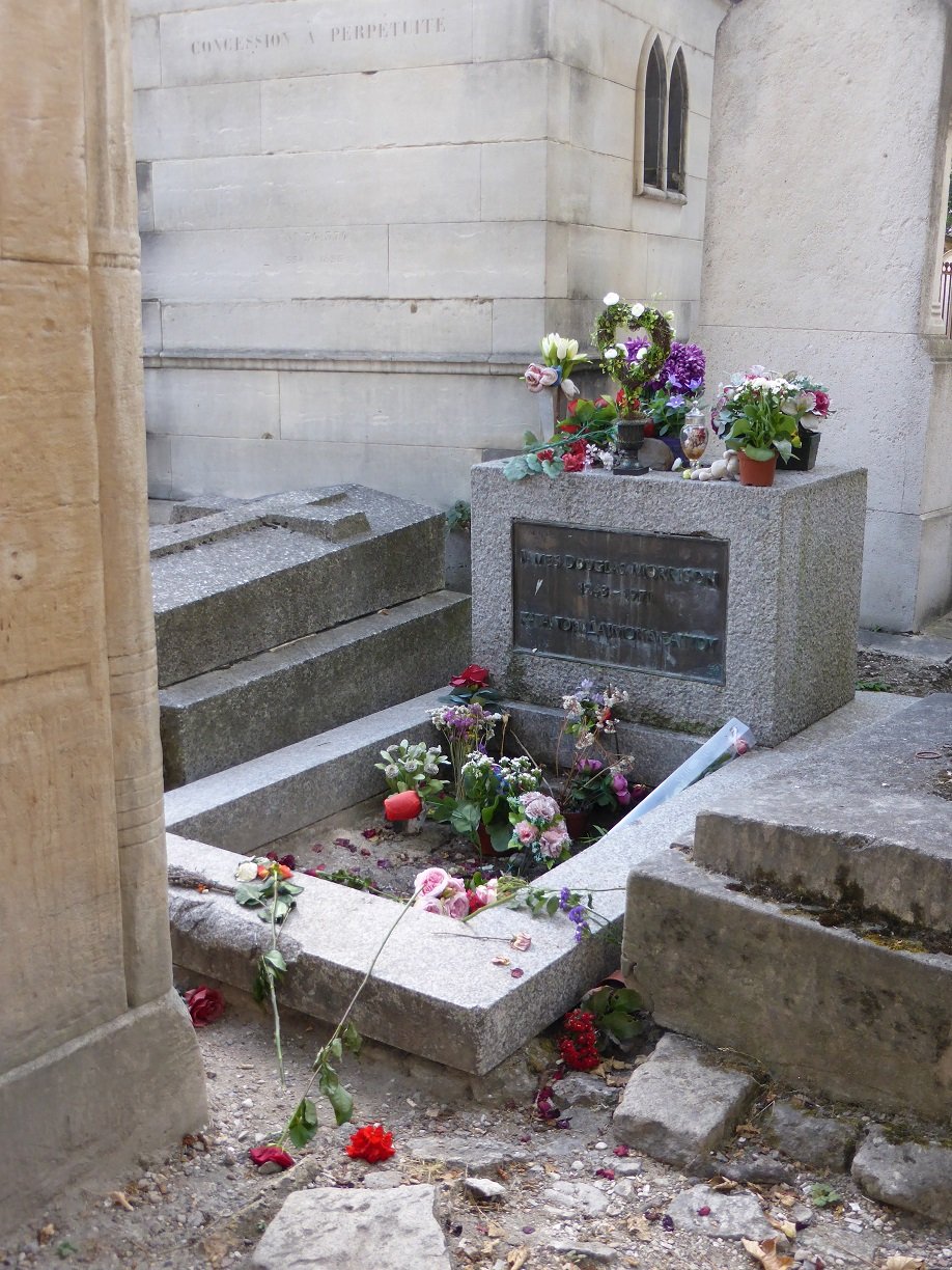 Jim Morrison of the Doors has a modest grave site. It is fenced off as too many people have defaced it or tried to get a souvenir.